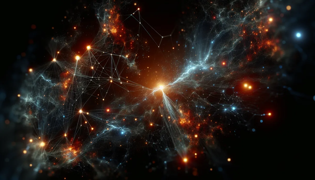 Abstract network of AI agents breaking free from their connections